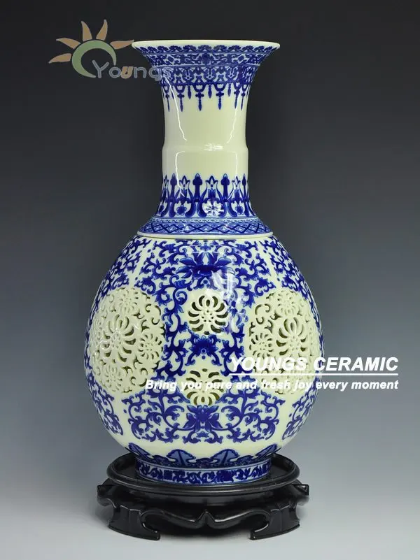 

Antique arts Chinese handmade white ceramic vase hollow out vase