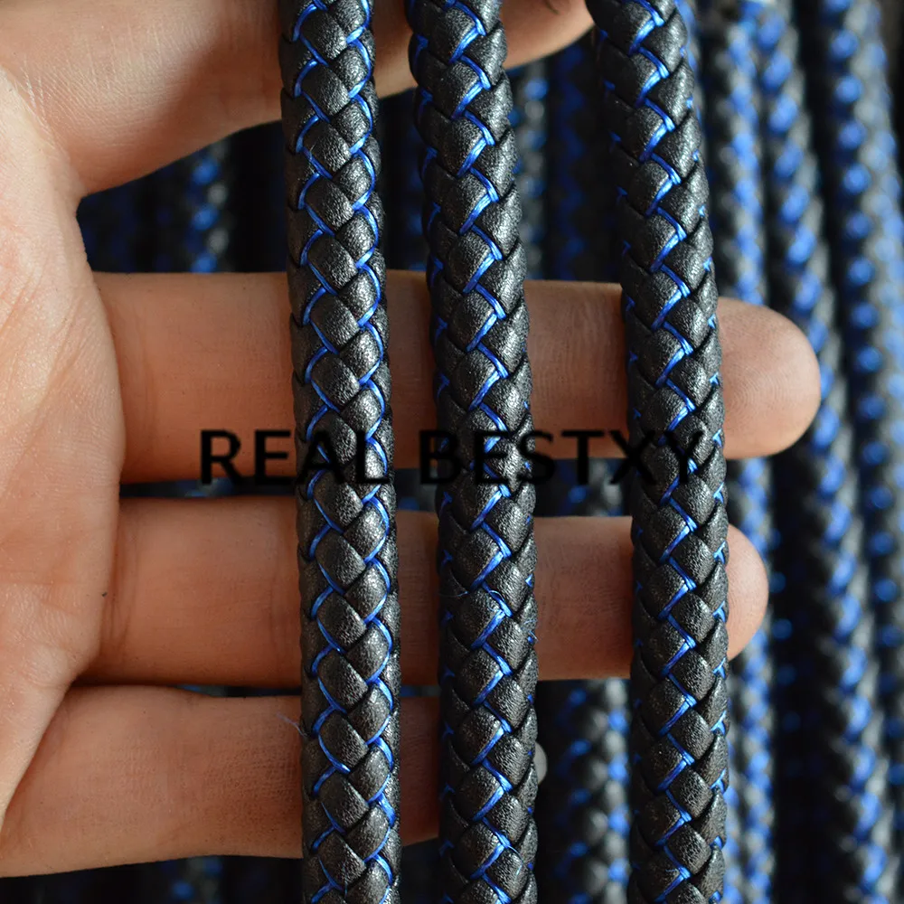 Реальные BESTXY 1 м/лот 8 5 мм черные круглые плетеные кожаные шнуры для изготовления