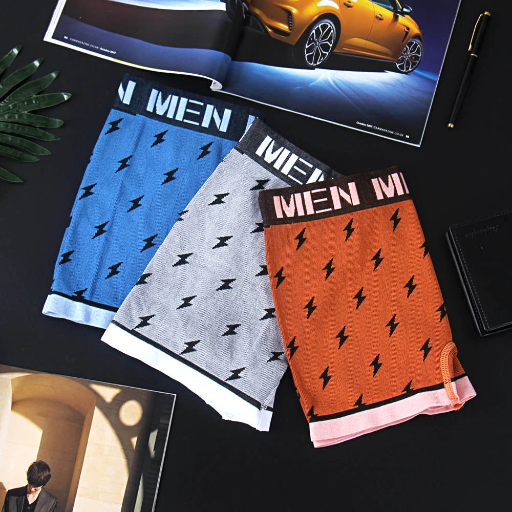 4 шт./лот сексуальное мужское нижнее белье боксеры шорты с рисунком грома трусы