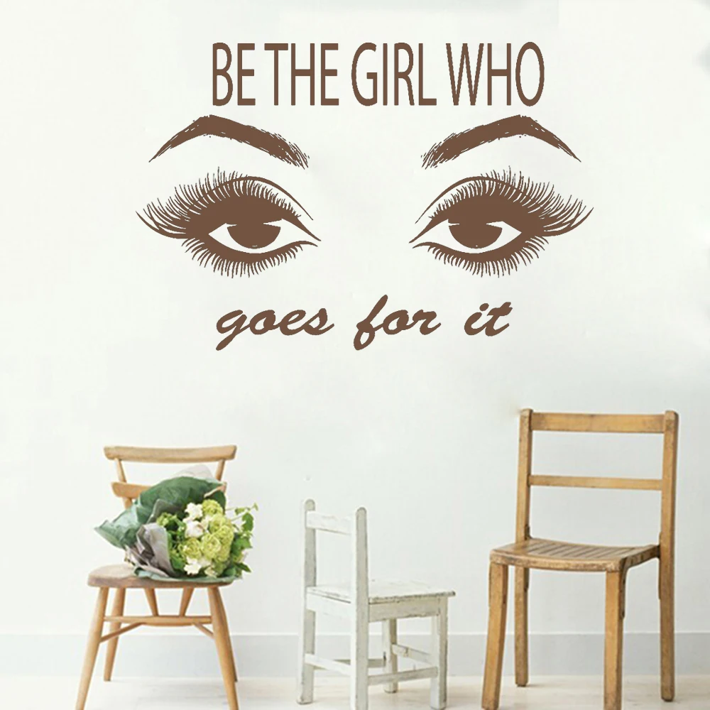 Hot Selling Beauty Salon Quote Wall Stickers Eye Eyelashes Lashes Vinyl Removable Beautiful Brows Decals Home Decor Mural LC359 | Дом и сад