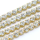SS8 2,5 мм, 10 ярдов в рулоне, цепочка для чашек со стразами с металлической основой, пришивные стразы для обрезки свадебного платья Y2269