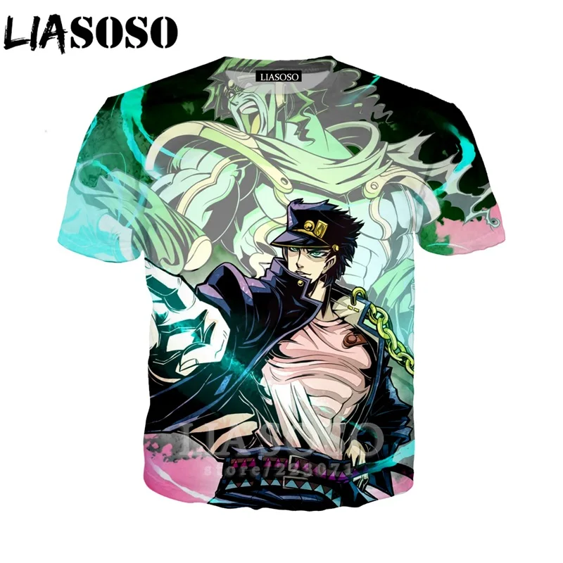LIASOSO лето для мужчин женщин Kujo Jotaro Толстовка 3D принт аниме JoJo Необычные Приключения Футболка короткий рукав Топ пуловер B051-01 - Цвет: 22