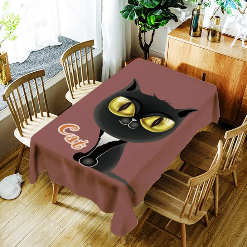 Милая скатерть для кошек Водонепроницаемая обеденная прямоугольная моющаяся