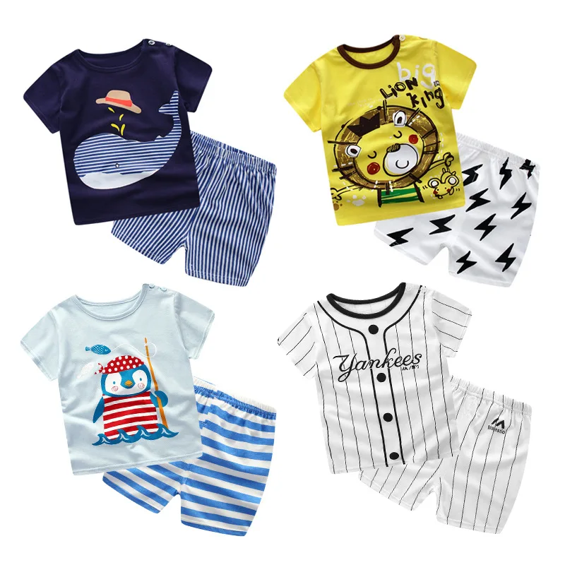 Baby Boy Clothes 2018 Summer Brand Infant Clothing Cartoon Short Sleeved T-shirts Tops +Pants Cotton Kids Bebes Jogging Suits |