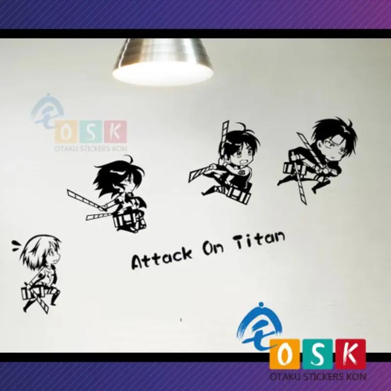 CHM Attack on Titan аниме мультяшный автомобиль наклейка aque en Eren Jaeger vinilo Декор decoracion para el