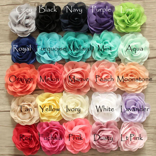 Аксессуары для волос девочек шифон шелк DIY цветы-розочки без зажимов дети