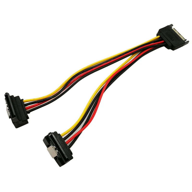 20 см SATA 15 Pin папа 2X15P Женский 90 градусов Y сплиттер адаптер кабель питания