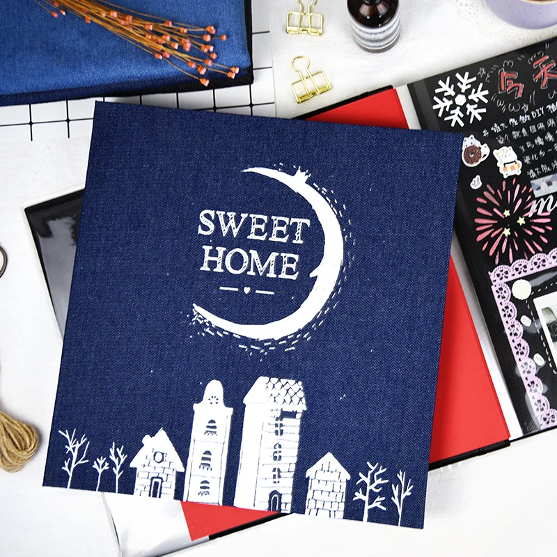 Personality Cowboy cover black sheets photo album DIY Manual Record Book Paste Baby Family Album Couple Memorial | Дом и сад