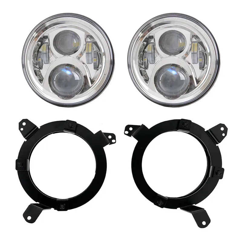 50W Headlight chrome Светодиодный свет " дюймов 60 Вт светодиодный Замена Halo Белый DRL светодиодные фары с плотные отражатель для джип JL JT JL JLU налобный фонарь - Цвет: 50W Headlight chrome