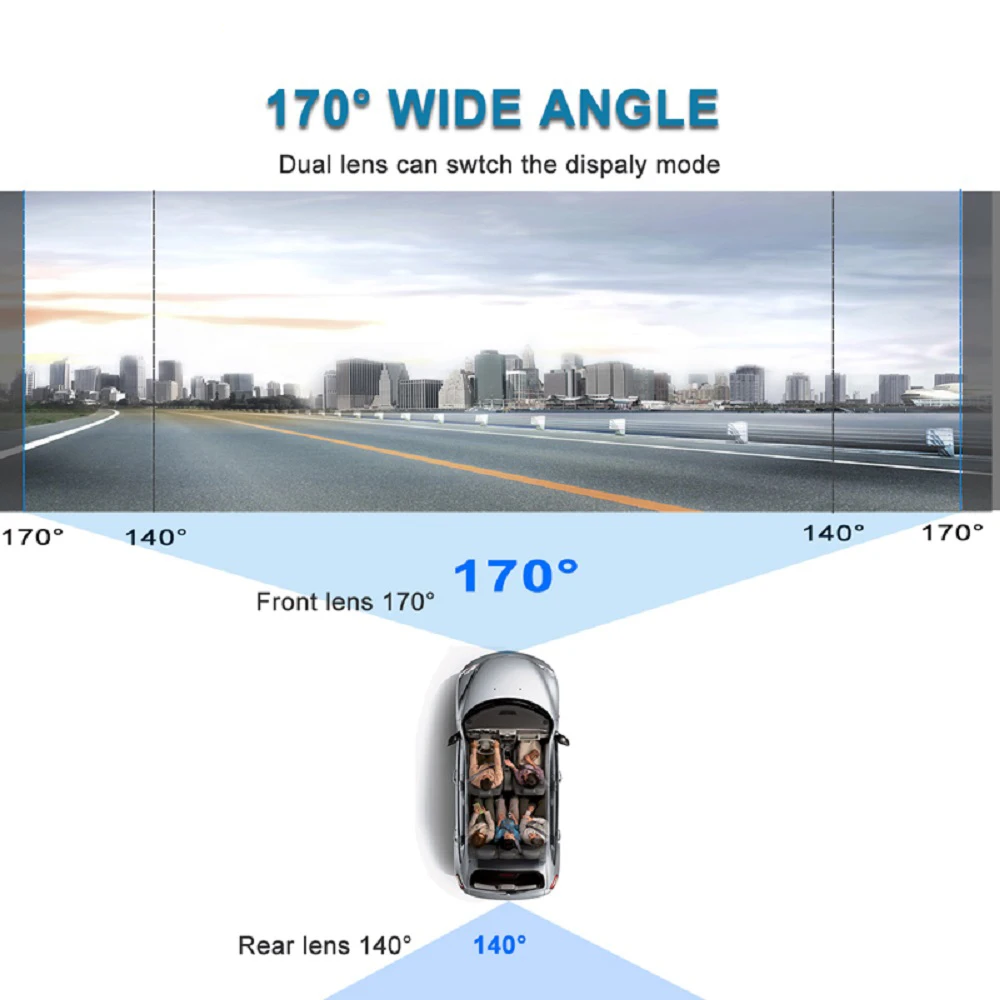 4.3 Inch Car Dvr Mirror Dual Dash Camera Full HD 1080P Cam Rearview Digital Video Recorder Auto Camcorder | Автомобили и