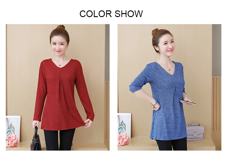 Blusas Mujer De Moda Осень Зима повседневные женские топы и блузки плюс размер 5xl винтажный Дамский пуловер с v-образным вырезом Длинные рубашки