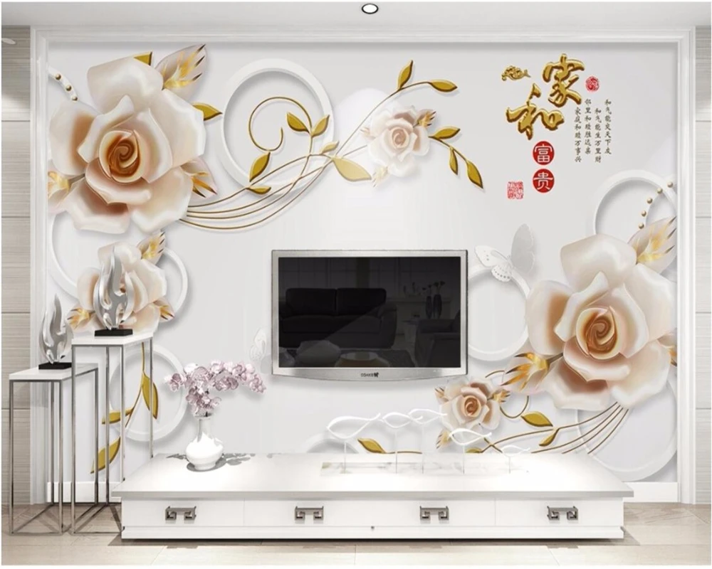 Обои на заказ 3d Рельефный цветок для дома и большой гостиной ТВ фон картина