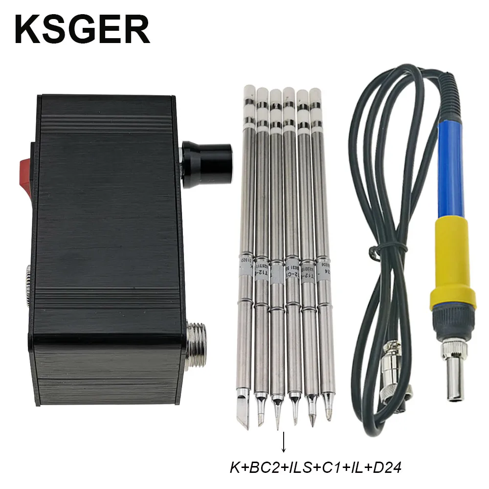 sets 7 KSGER мини T12 паяльная станция DIY STM32 OLED V2.01 контроллер 907 ручка алюминиевый сплав чехол наборы сварочные инструменты T12 наконечники для железа - Цвет: sets 7