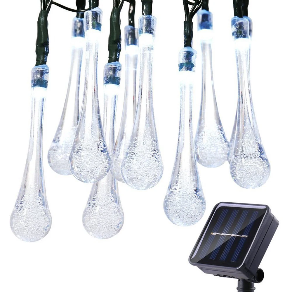 

30 LED Solar String Lights Waterproof Water Drop Fairy Light String Outdoor Garden Christmas Wedding Party Decoration Lighting