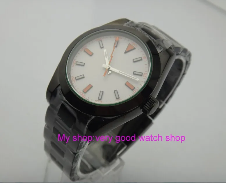 40 мм PARNIS белый циферблат автоматический самовсасывающий механизм сапфировое