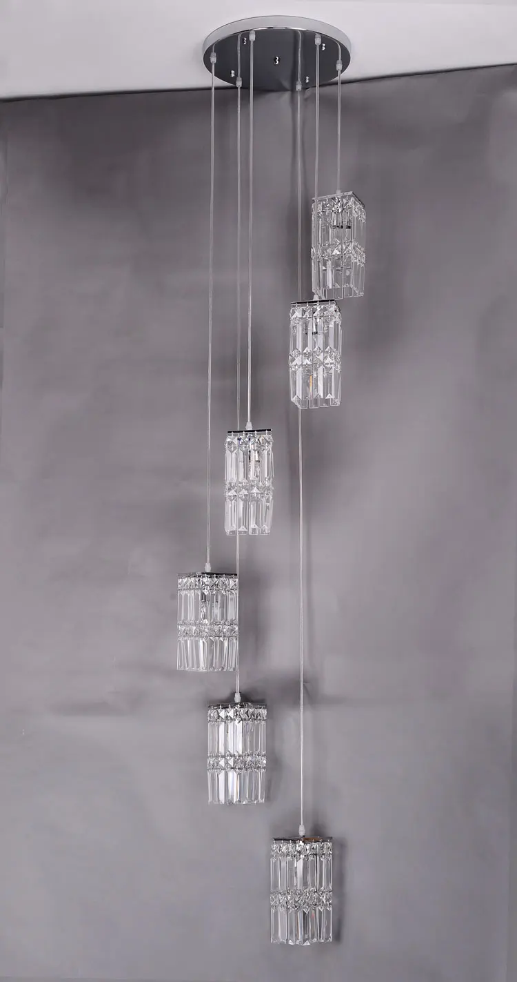 Простая Изысканная металлическая Хрустальная двойная лестница подвесные лампы