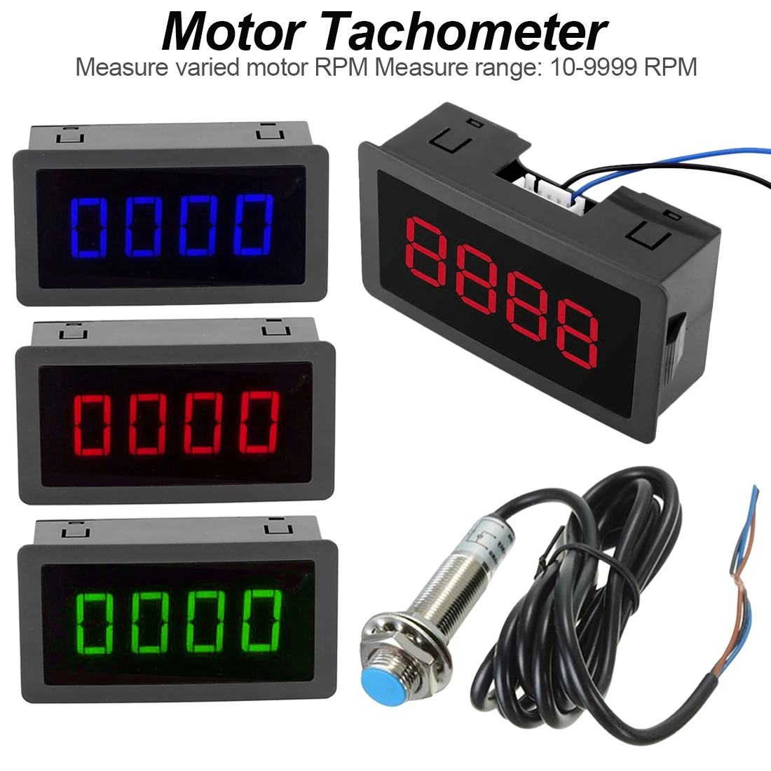 

RPM Speed Meter Motorcycle Bike Tachometer gauge 4 Digital Red Green Blue LED Tachometer Frequency meter pulse frequency meter