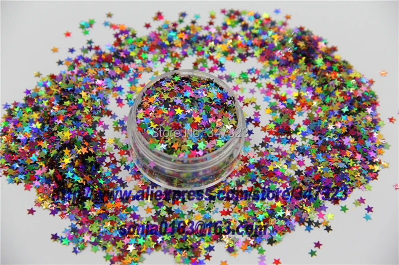 SL3-86 Mix 3 MM Lazer Holografik Renk Glitter YıLDıZ şekli Glitter Tırnak Sanat ve DIY malzemeleri
