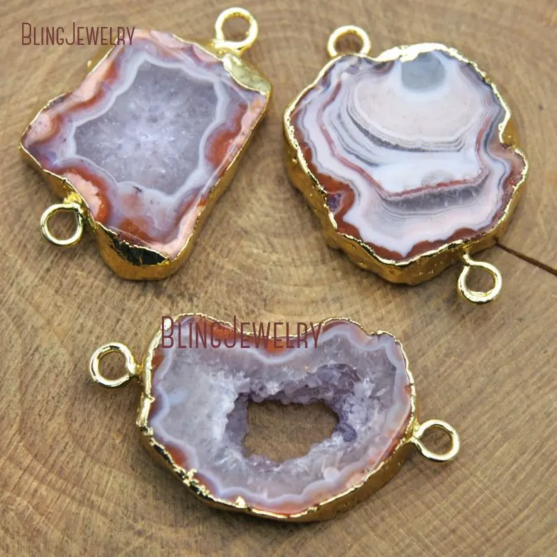 Agates Geode Druzy Pendant Gold Dipped Connector PC10143 | Украшения и аксессуары