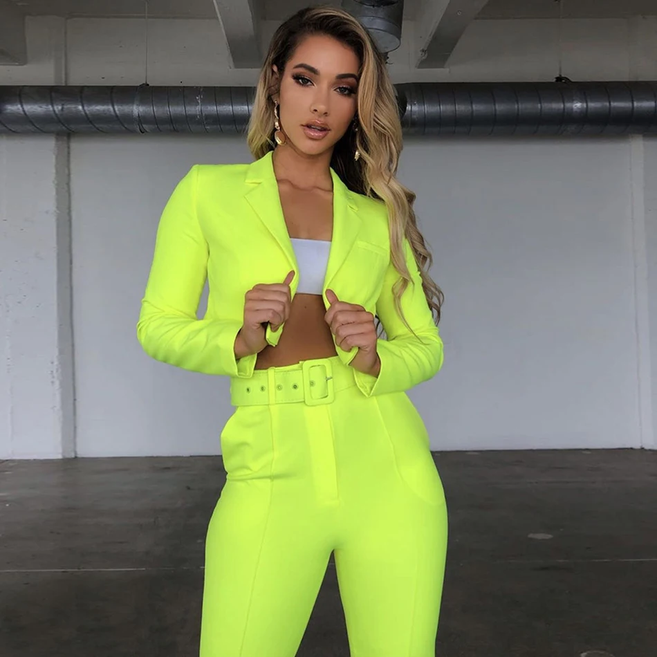 Женские брюки двойки Liser оранжевые зеленые розовые сексуальные модные