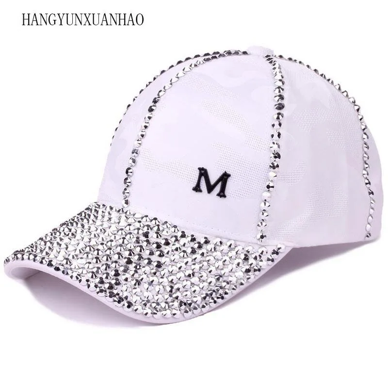 

Women Hat New Design Women luxury Rhinestone Casual Fashion Snapbacks Baseball Cap Solid Adjustable Size Casual Caps