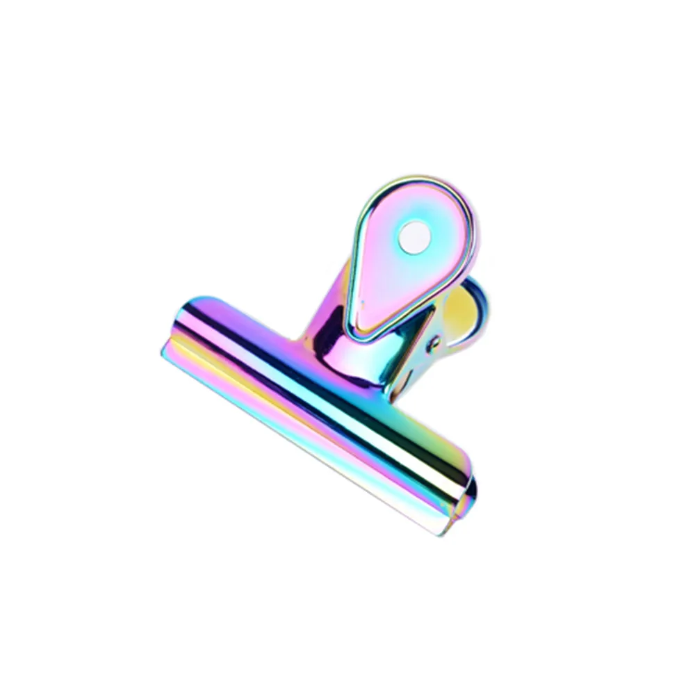 

Rainbow Bulldog Clips Colorful Office Finishing Clip Stainless Steel Metal Receipt Folder Paper Document Binder Clips Raindrop