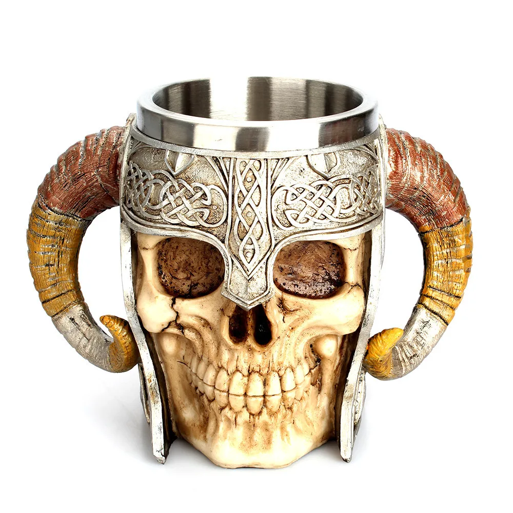 Чашка из нержавеющей стали Viking Ram Horns Lord Trench Warrior Beer Stein Tankard Cup Coffee Tea Halloween Bar Tumblers