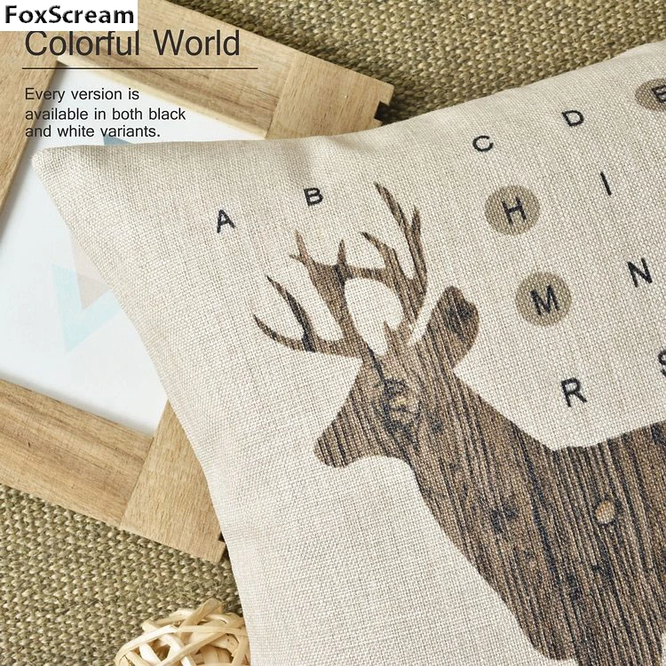 Наволочка с оленем коричневая на подушку украшение для дома изображением