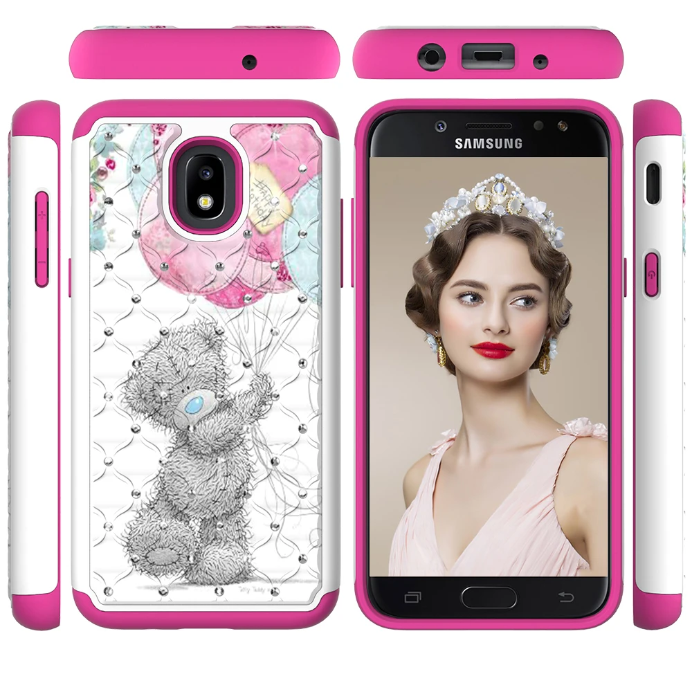 Anti-Knock Glitter Hybrid Back Hard Soft Bumper Phone Case Cover for Samsung J7 2017 |