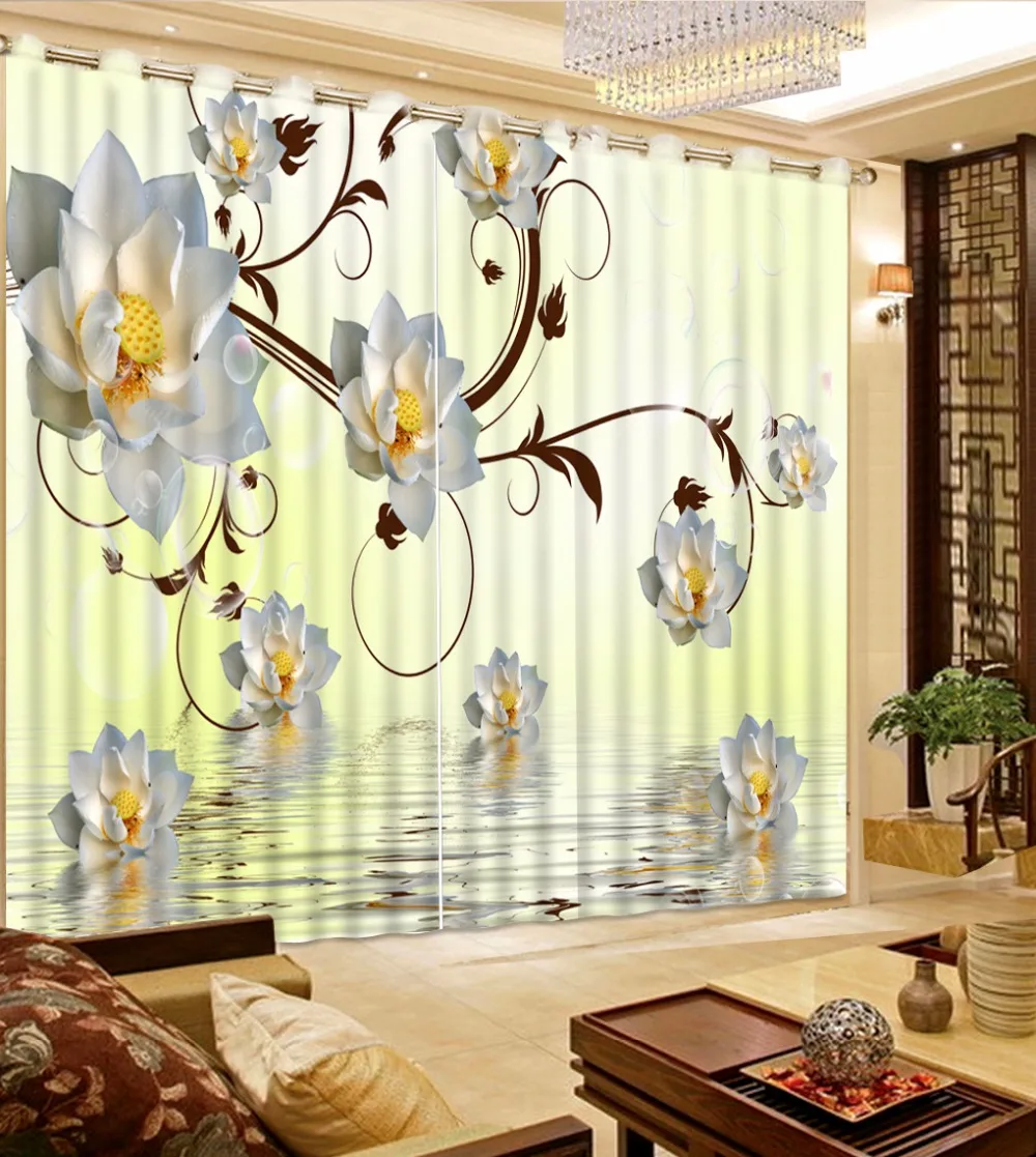 

European Window Curtain Rose Curtain 3D Living Room Bedroom Fabric For Curtains Printing Yellow 3D Drapes Cortinas