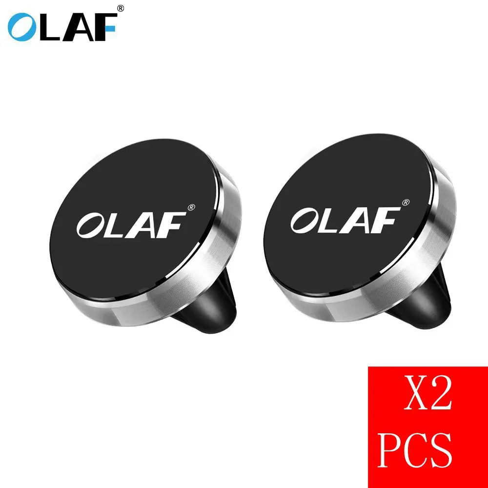 2 PCS Silver Универсальный магнитный автомобильный держатель для телефона Олаф, вращающийся на 360 градусов кронштейн, подставка для телефона для iPhone samsung S9 Xiaomi, магнитный держатель на вентиляционное отверстие - Цвет: 2 PCS Silver
