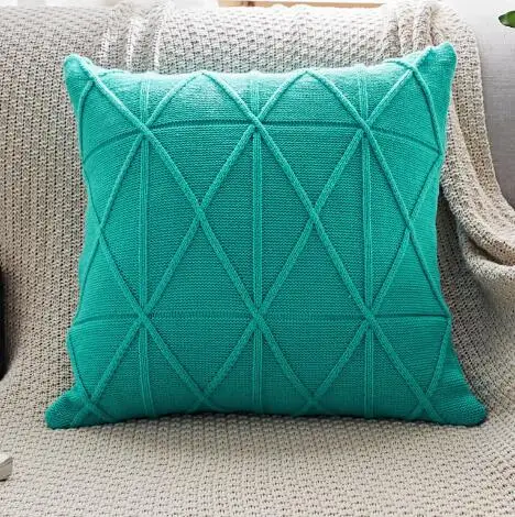 mint green Розовый вязаный чехол для подушки синий вязаный диван-шезлонг lounge throw Наволочка Зеленый Вязание cojines Современная декоративная almofada - Цвет: mint green