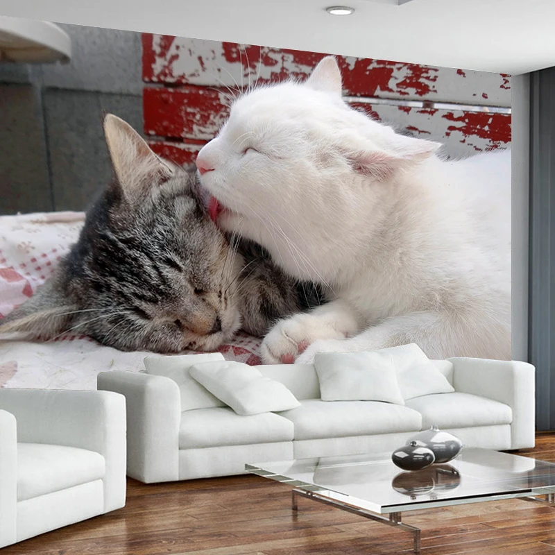 JiaSheMeiJu Custom 3D Stereo Beautiful Cat Photo Wallpaper Wall Covering Living Room Bedroom Dining Mural | Обустройство дома
