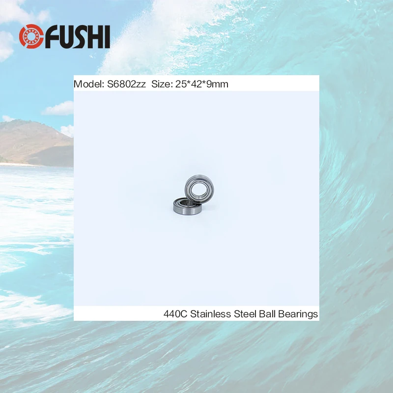 S6802ZZ подшипник 25*42*9 мм (10 шт.) ABEC-1 S6802 Z ZZ S 6802 440C из нержавеющей стали S6802Z