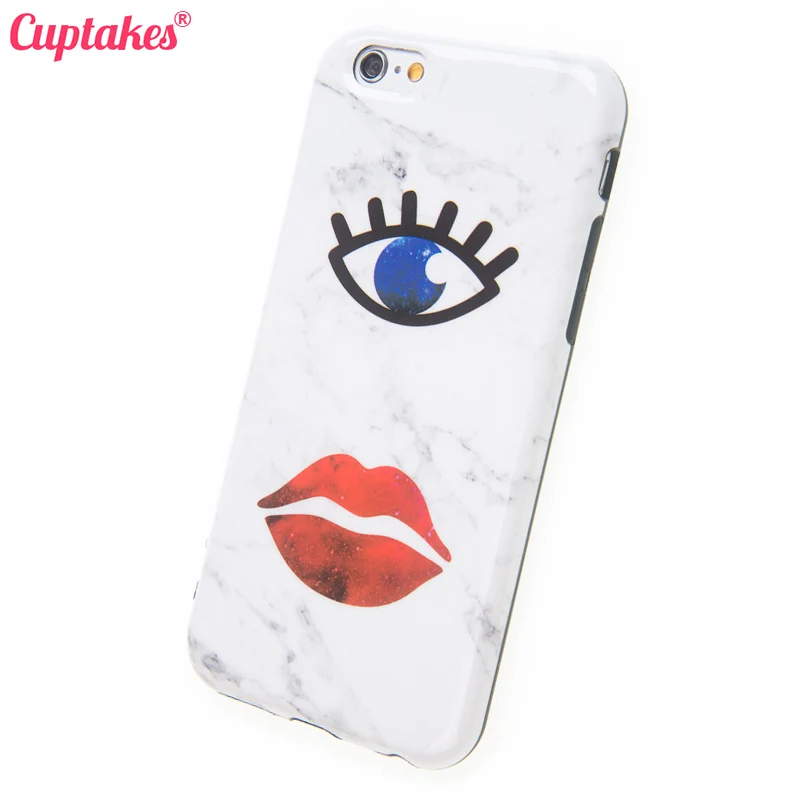 Cuptakes Phone Cases for Apple iPhone 6s case 6 Plus Cover IMD Soft Silicone Coque Marble Fundas Blue Big Eye Capa i6 |