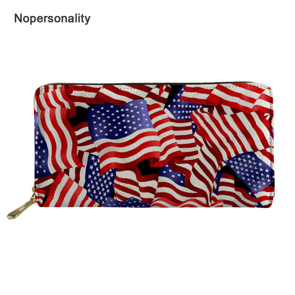 

Nopersonality Fashion American USA UK Canadian Flag Print Leather Wallet for Women Long Credit Card Holder Ladies Wallet Purse