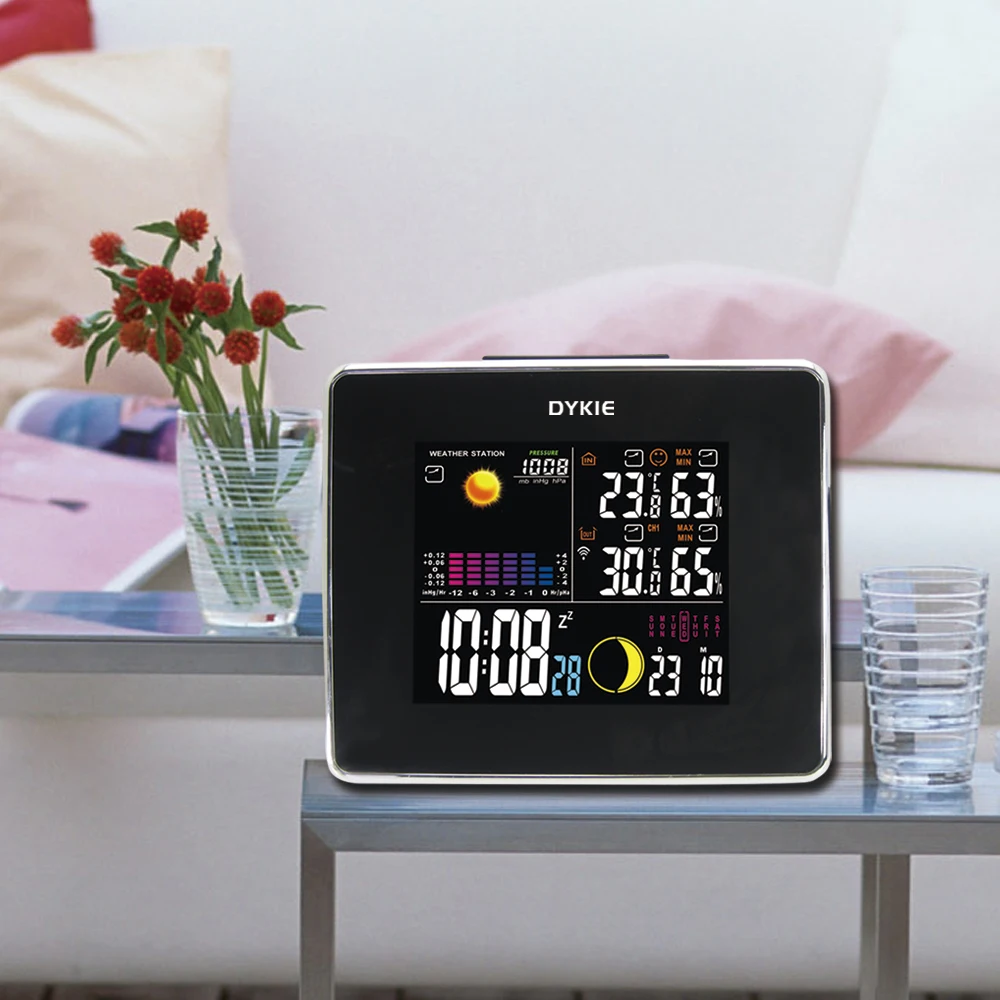 Бесплатная доставка DYKIE беспроводной РФ Метеостанция со светодиодный подсветкой
