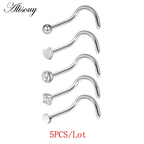 EM0893A1 Silver 5pcs Новинка, 1 шт., сталь, 20 г, кольца с искусственным носом, Поддельные кольца для перегородки, кольца, ноздри, Daith, имитация пирсинга, клипса на нос, кольца для пирсинга, ювелирные изделия - Окраска металла: EM0893A1 Silver 5pcs