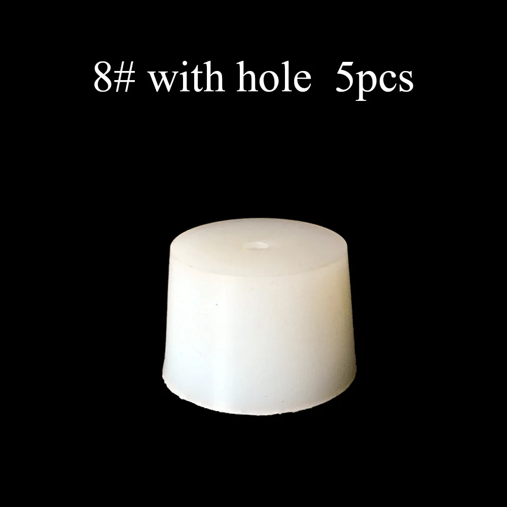 8 with hole 5pcs Домашние винные пробки для варки, Силиконовая пробка с отверстием для воздушного клапана, пузырьковый клапан, класс с силиконовой резиновой пробкой, пивоваренный инструмент acces - Цвет: 8 with hole 5pcs