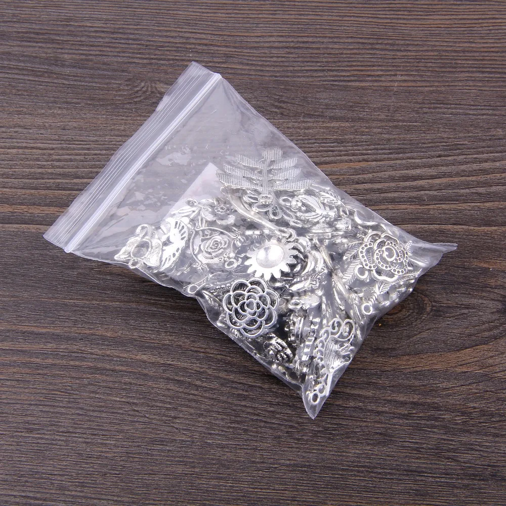 100 шт. смешанные Подвески в виде цветов джунглей античные посеребренны подвески