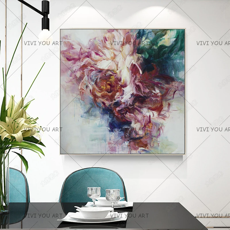 Китайский стиль 100% ручная работа красочный цветок абстрактное современное