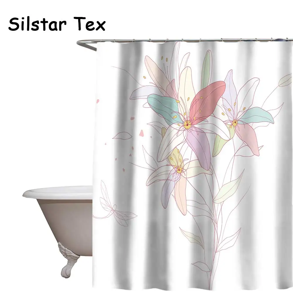 Silstar Tex 12 крючков красивые цветы печатные ванная комната Декор водостойкая