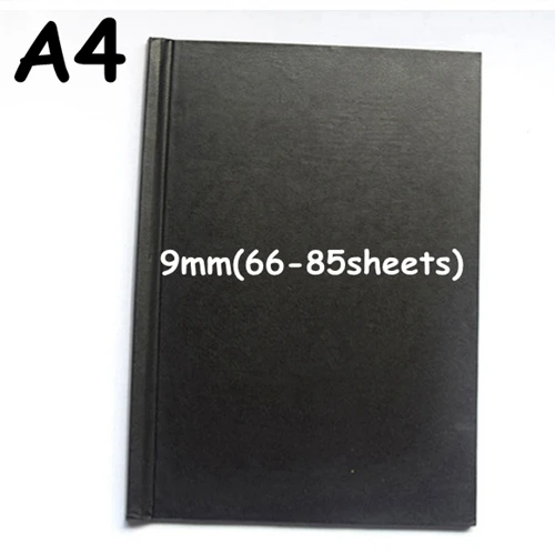 A4-9mm-Black Обложка для дневника, ПУ Обложка для записных книг, термопереплет, обложка А4, А5, Размер 3-15 мм(Переплет 11-145 листов), 3 цвета на выбор, опт - Цвет: A4-9mm-Black