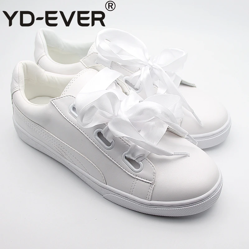 Женские кроссовки из YD EVER кожи Модная шелковая повседневная обувь на шнуровке