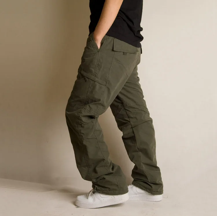 Army Green Брендовые зимние двухслойные мужские брюки карго, Теплые Мешковатые брюки, хлопковые брюки для мужчин, мужские военные камуфляжные тактические брюки - Цвет: Army Green