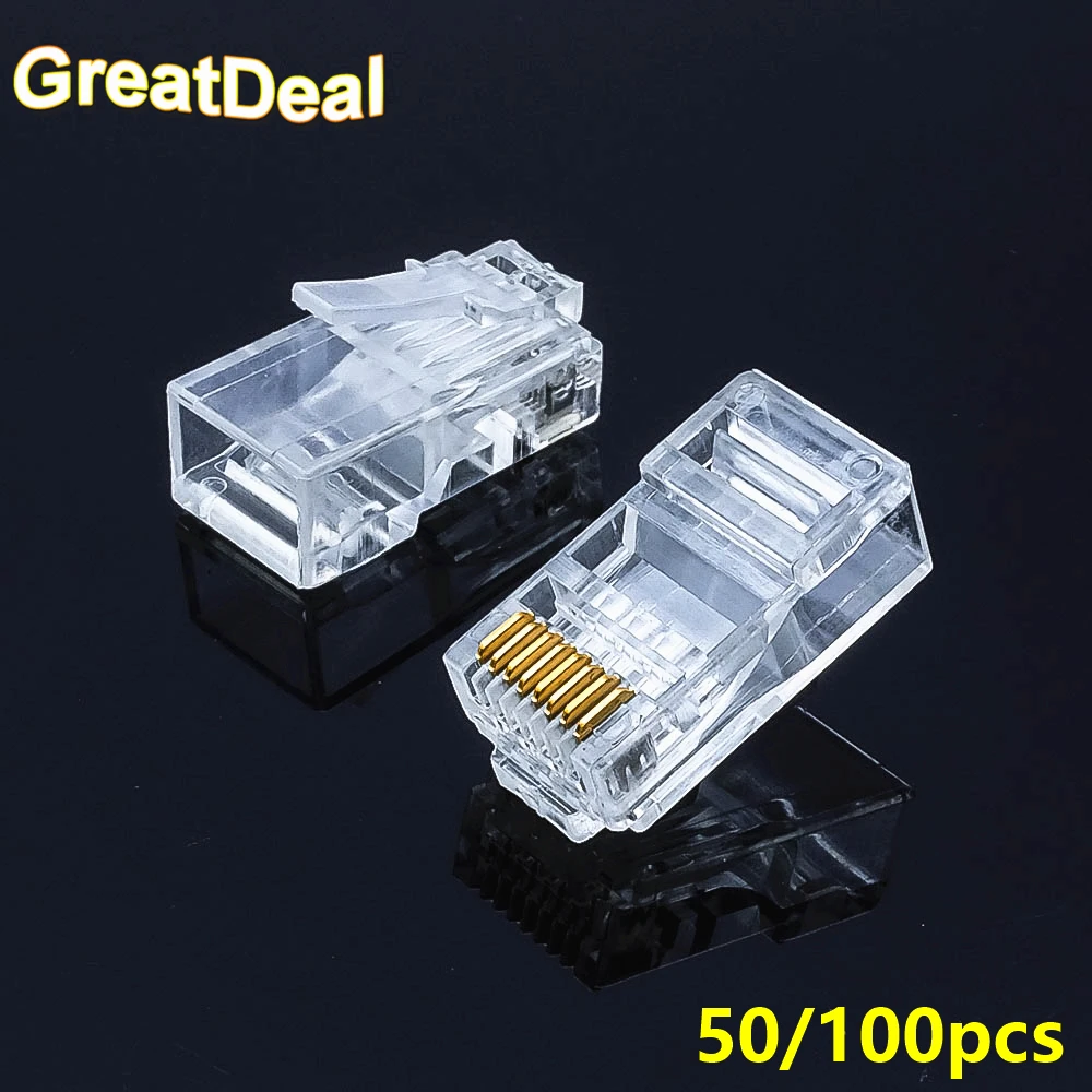 

20/50/100pcs 8Pin RJ45 Connector Cat6 Modular Cable Plug Cat 6 Network Ethernet Crystal Plugs RJ45 Connectors HY1564