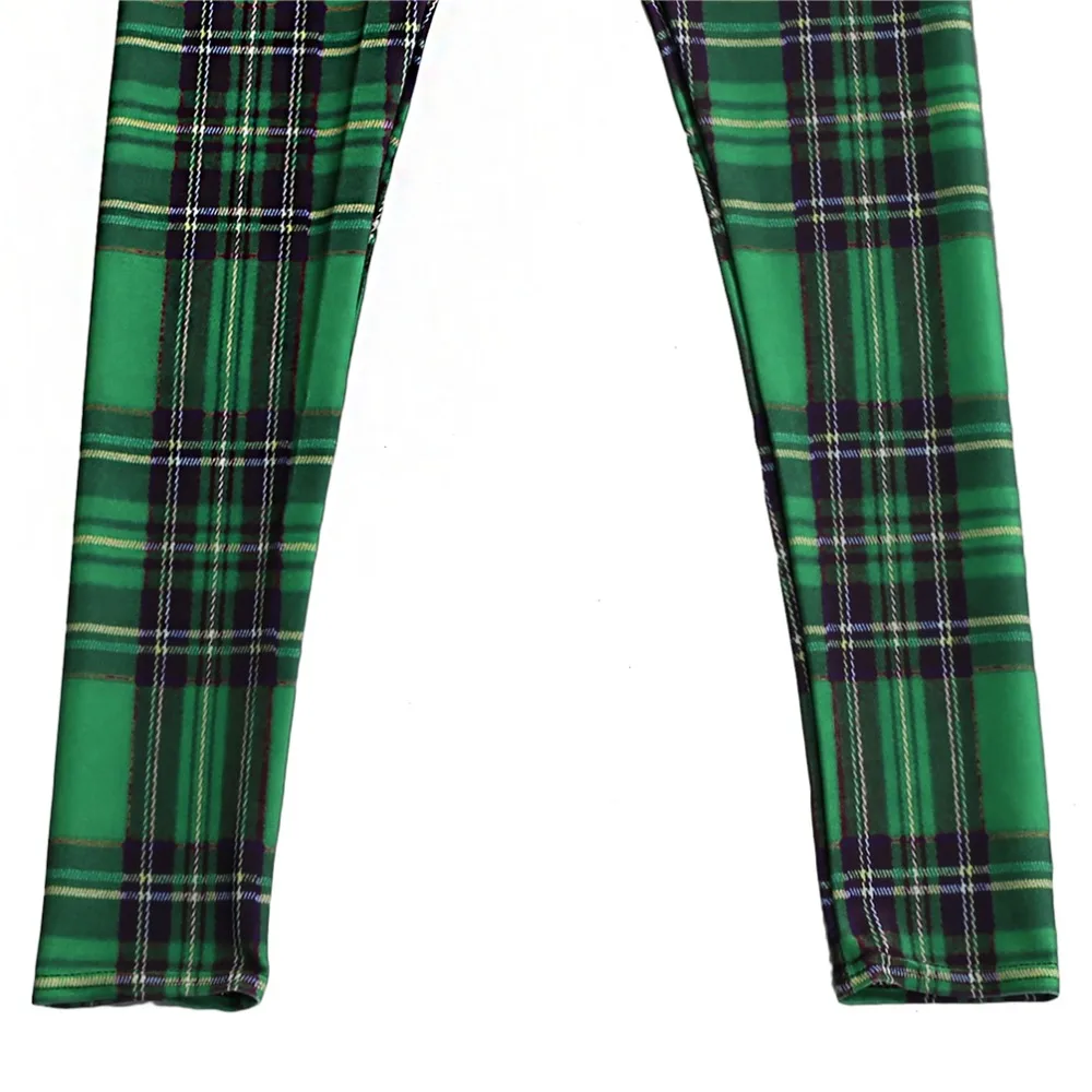 Эластичные повседневные штаны женские леггинсы с 3D Цифровым принтом в зеленую