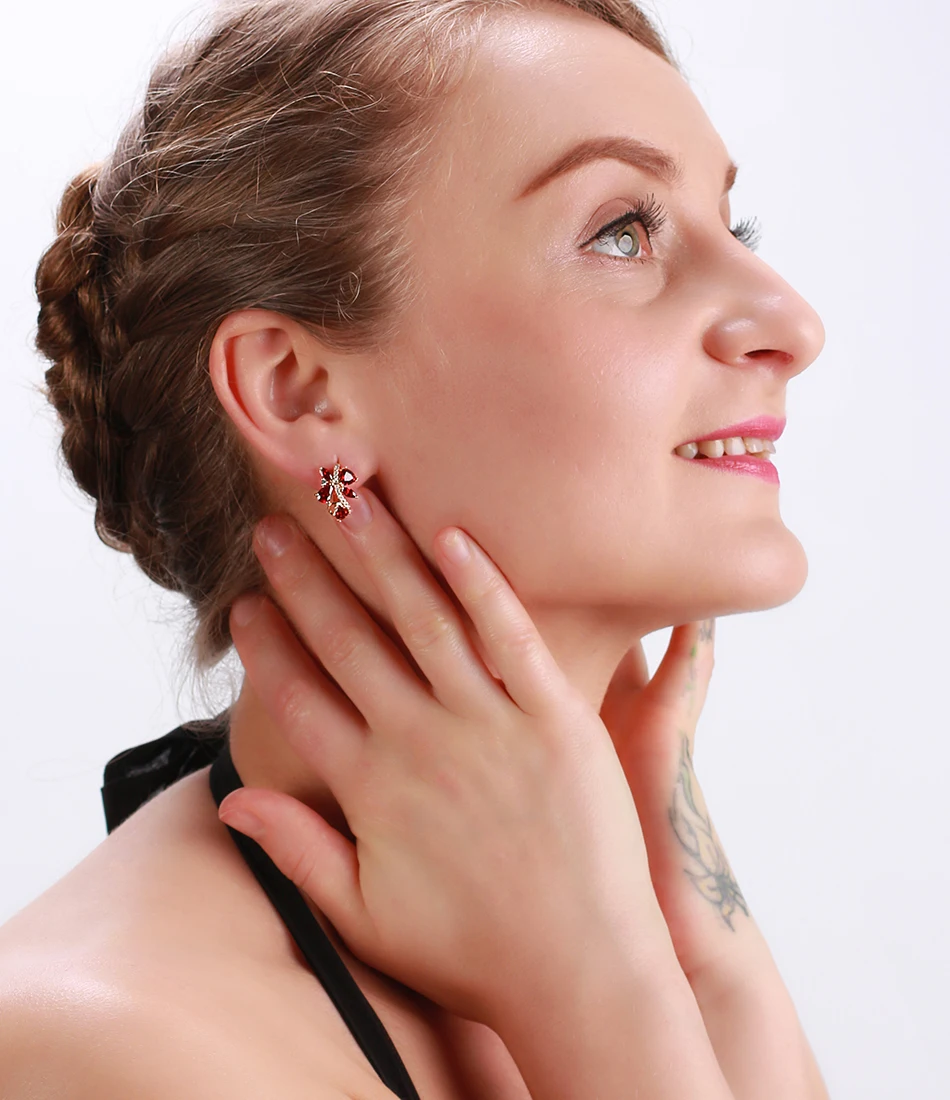 ORSA JEWELS, элегантные женские серьги-гвоздики, зазубренная установка, Красный AAA кубический циркон, модные вечерние серьги, ювелирные изделия для женщин, OME56-R