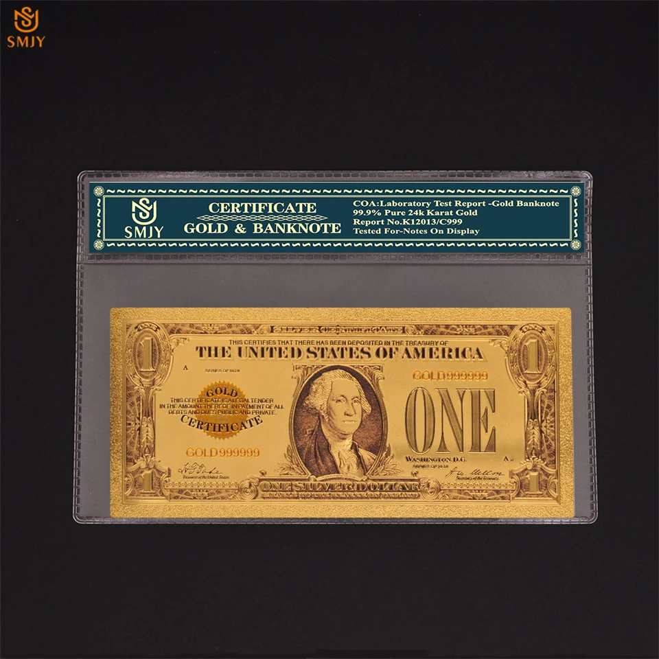 

New Product 2018 US Currency Paper 1 Dollar Money Gold Banknote Collections With COA Billl Frame