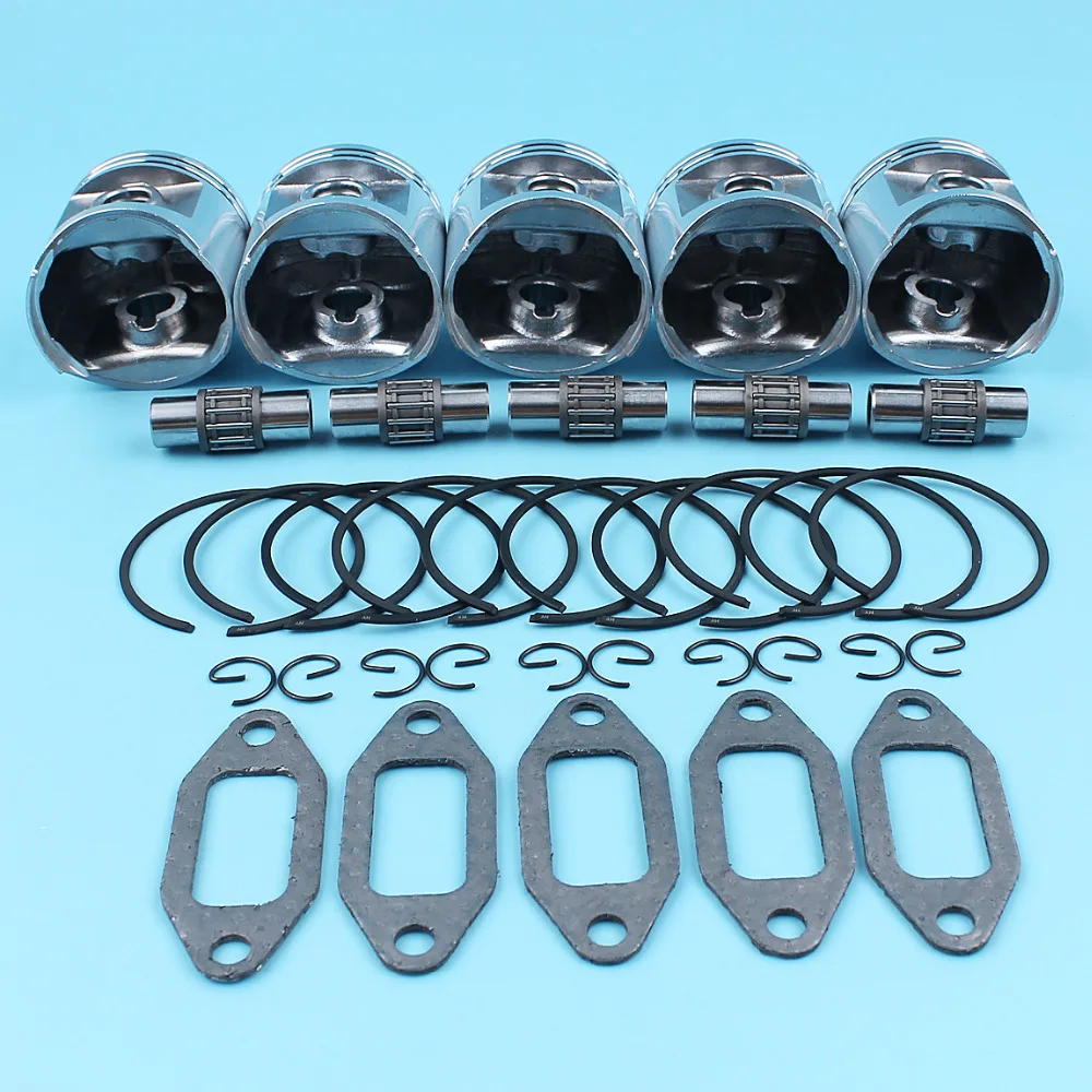 5 x (50mm) Piston Ring Pin/Finger Needle Bearing Kit For Husqvarna 362 365 371 372 Chainsaw #503909271 Muffler Gasket NEW Parts |